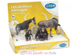 Figurine Okapi, Gnou, un chimpanzé et son petit - Papo