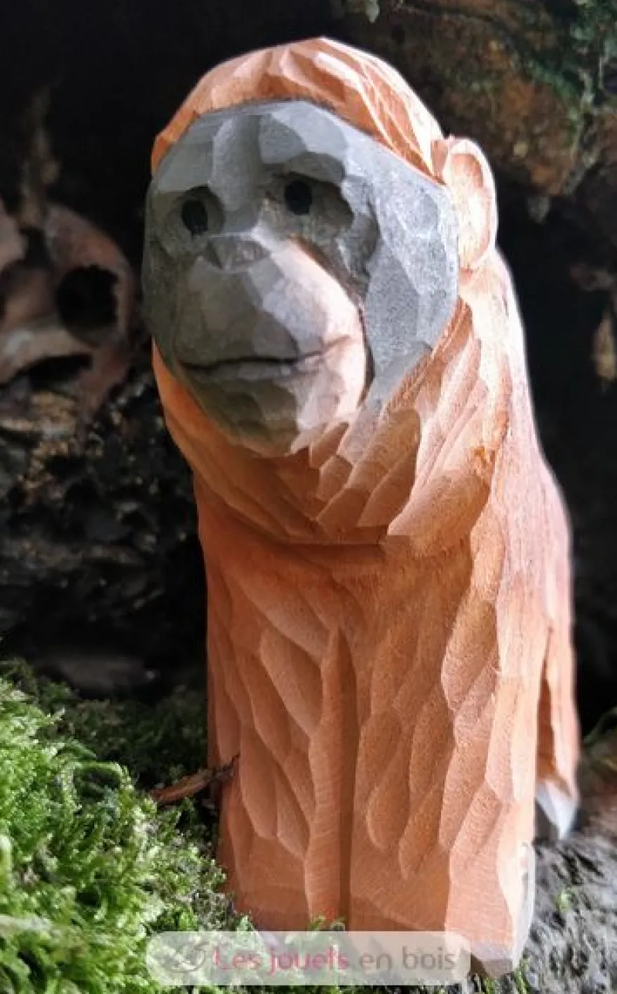 Figurine orang-outan en bois marron orange - Wudimals