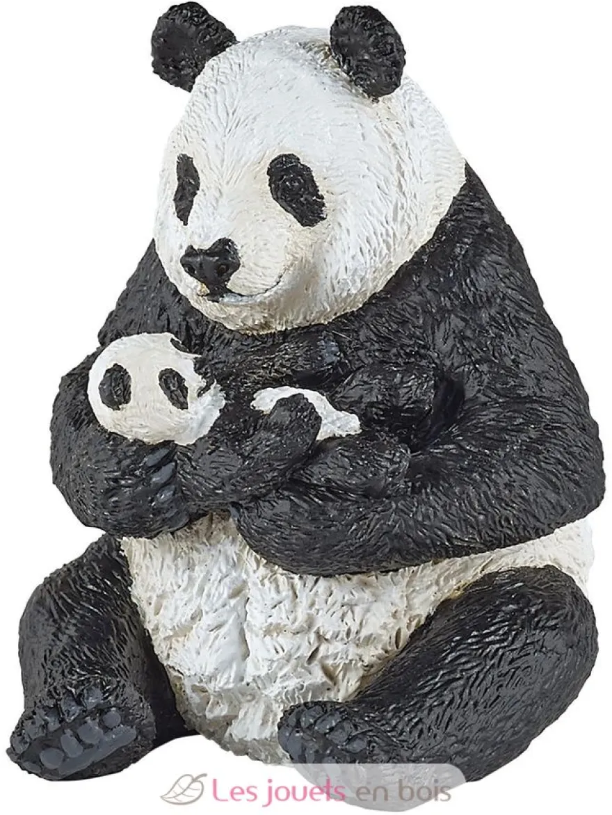 Figurine Panda assis et son bébé - Papo