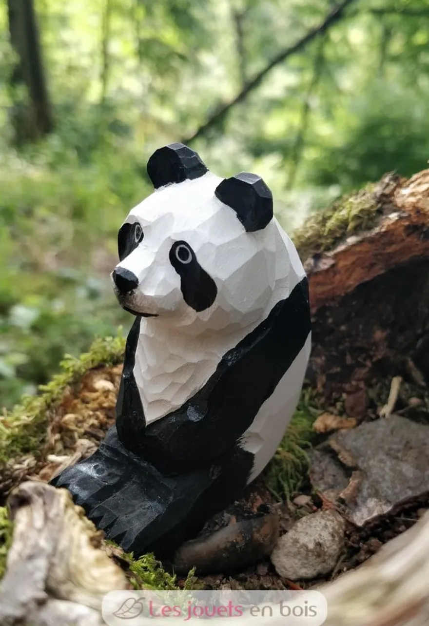 Figurine Panda en bois noir et blanc - Wudimals