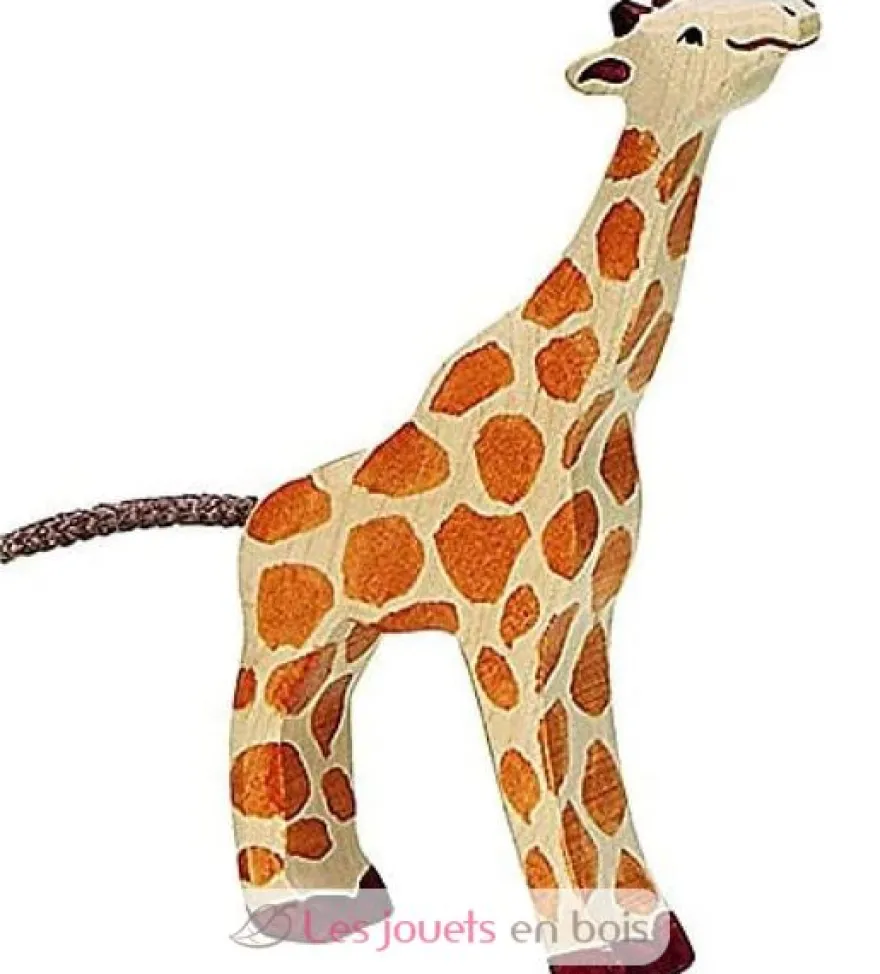 Figurine Petite girafe, mangeant - Holztiger