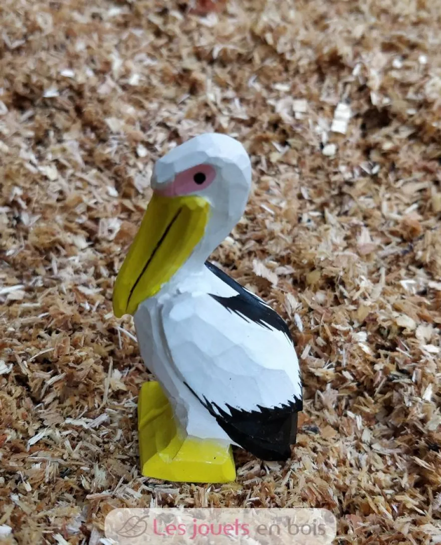Figurine Pélican en bois blanc - Wudimals