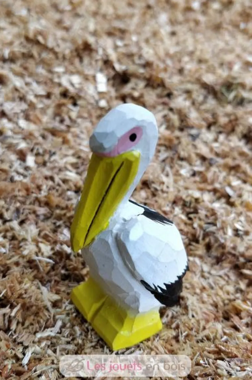 Figurine Pélican en bois blanc - Wudimals