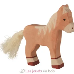 Figurine Poulain debout, marron - Holztiger