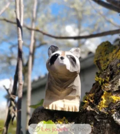 Figurine Raton laveur en bois, gris - Wudimals