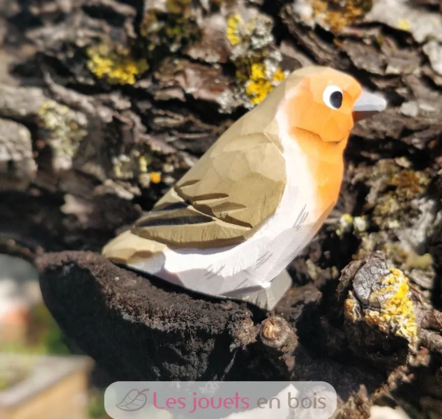 Figurine rouge-gorge en bois marron - Wudimals