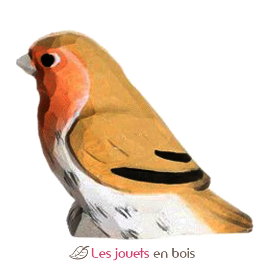 Figurine rouge-gorge en bois marron - Wudimals