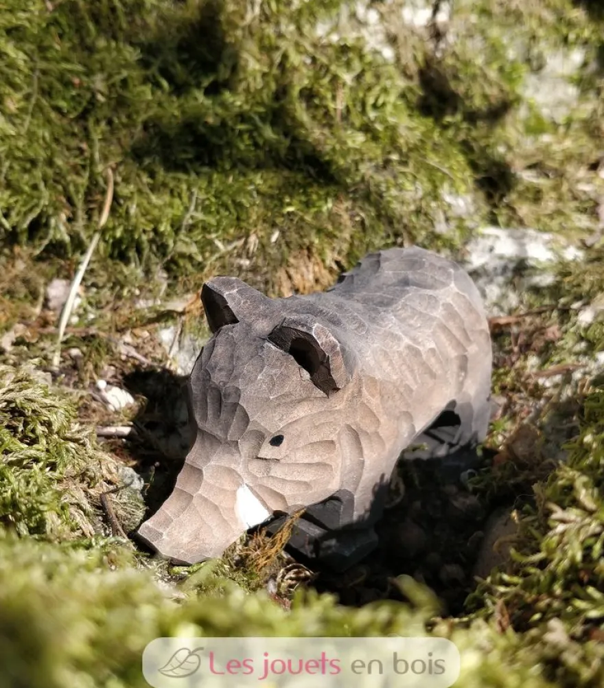 Figurine sanglier en bois marron - Wudimals