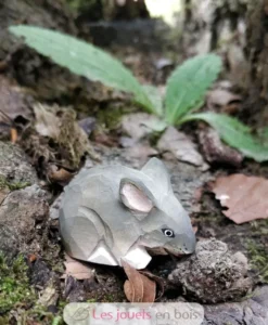 Figurine Souris en bois grise - Wudimals