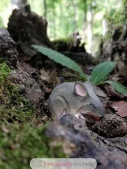 Figurine Souris en bois grise - Wudimals
