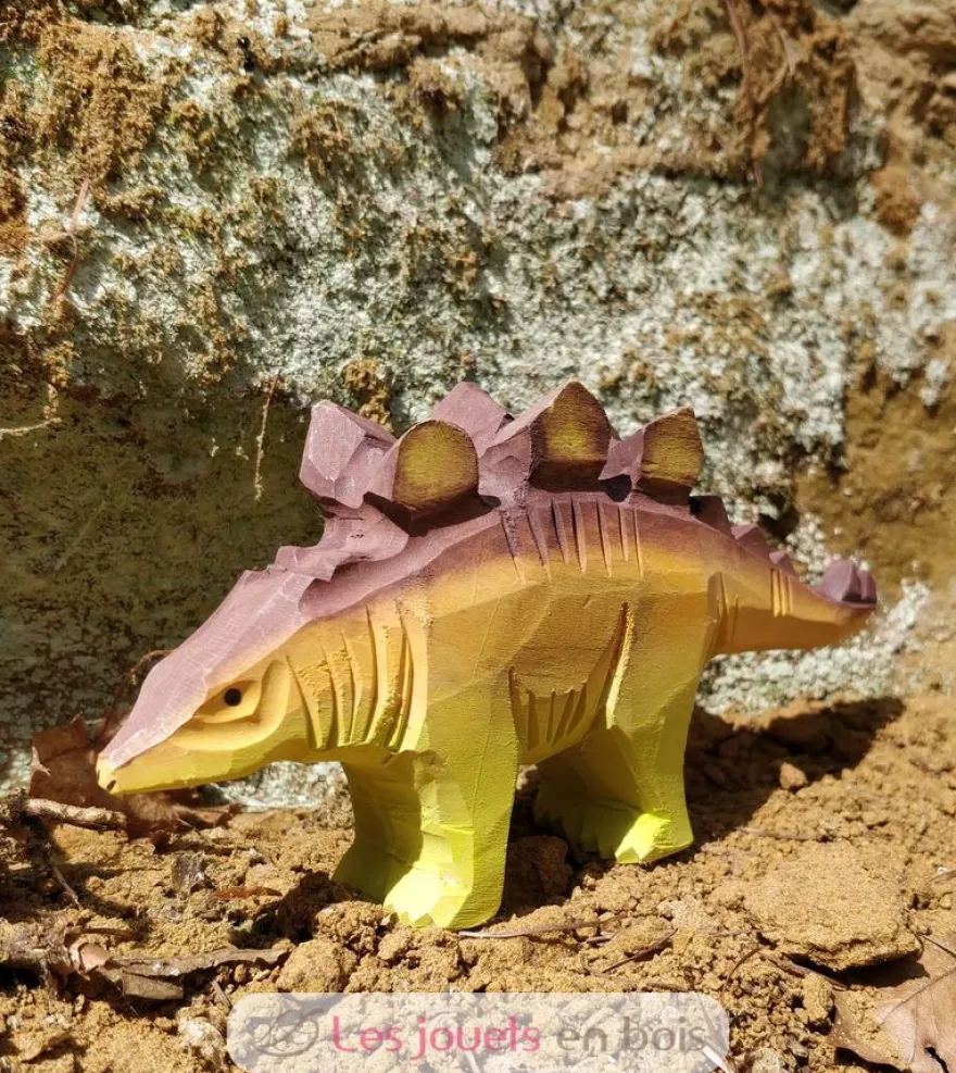Figurine Stégosaure en bois jaune - Wudimals