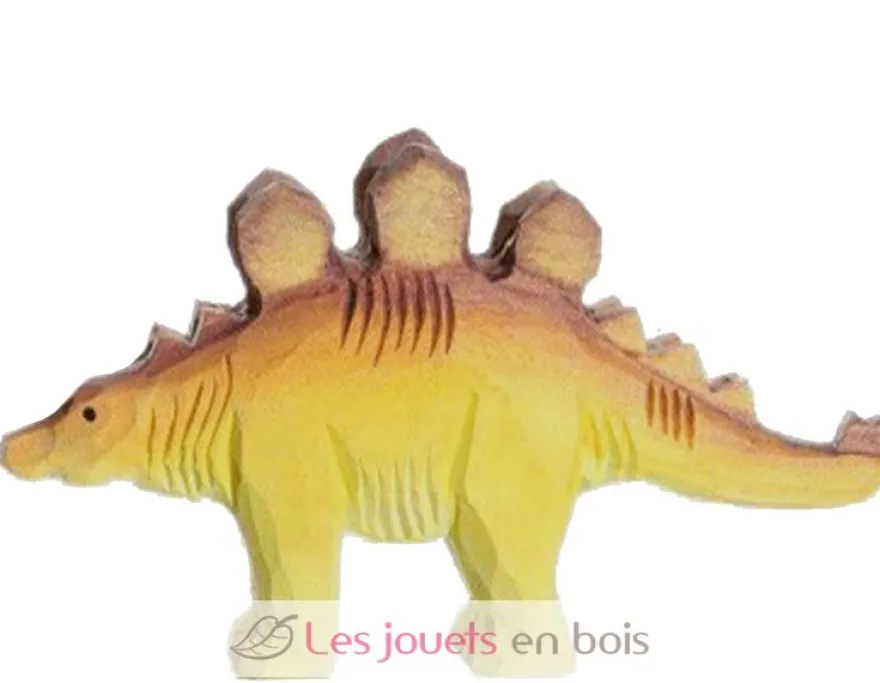 Figurine Stégosaure en bois jaune - Wudimals