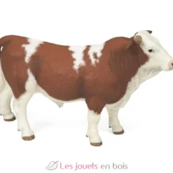 Figurine Taureau simmental marron et blanc Papo