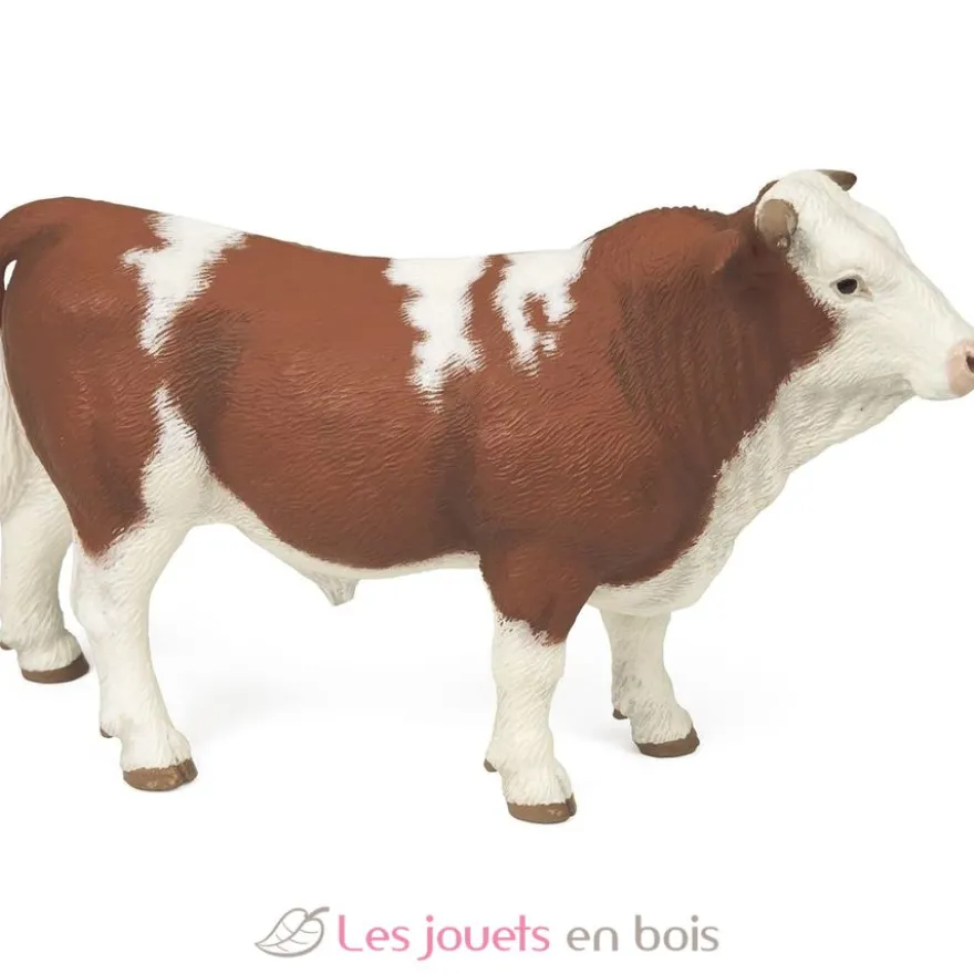Figurine Taureau simmental marron et blanc Papo