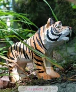 Figurine Tigre en bois, orange et noir - Wudimals