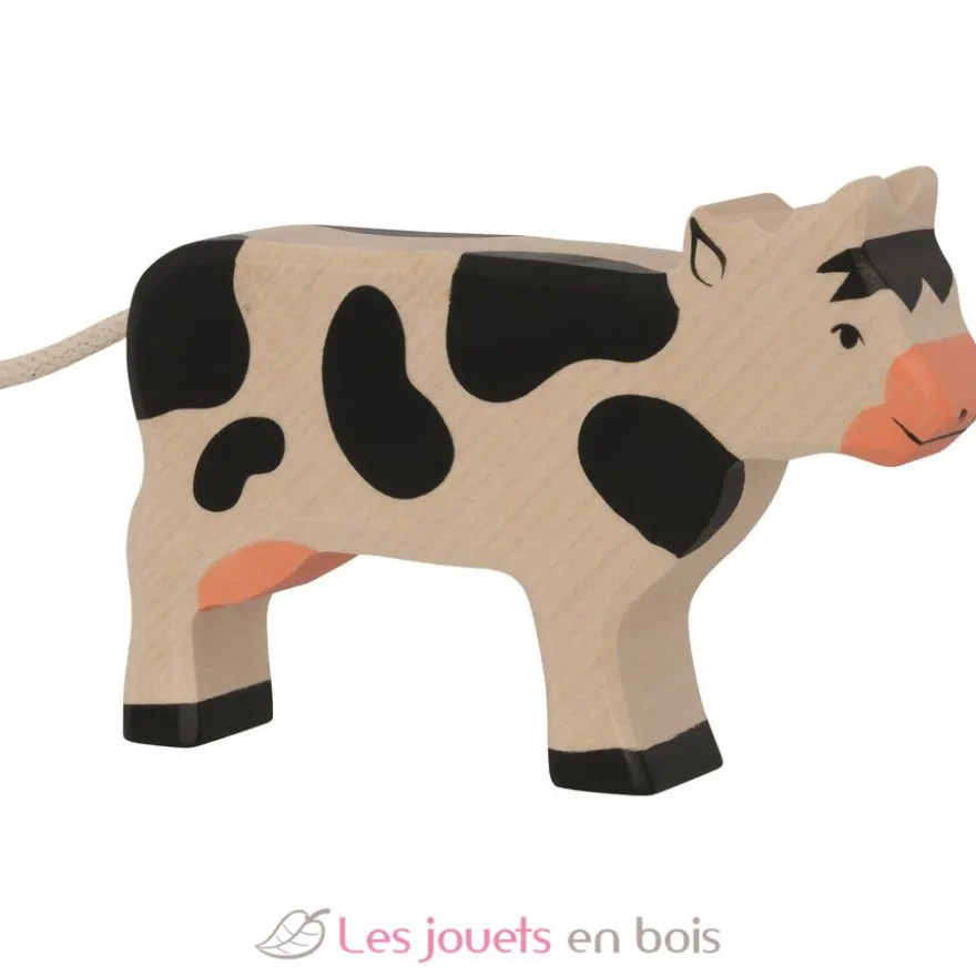 Figurine Vache debout, noir - Holztiger