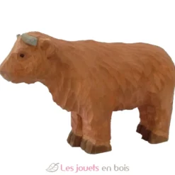 Figurine Vache Highland en bois marron - Wudimals