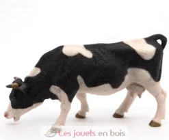 Figurine Vache noire et blanche broutant - Papo
