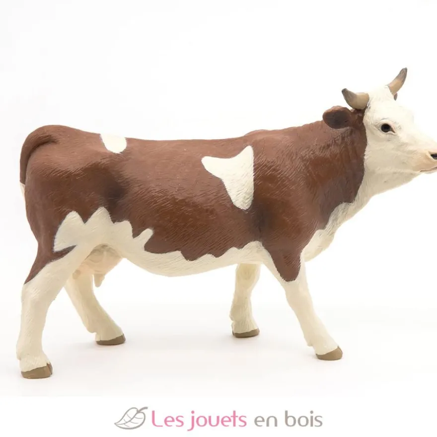 Figurine vache Simmental marron et blanc - Papo