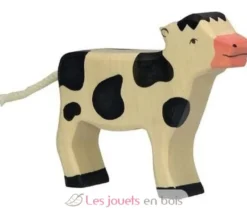 Figurine Veau debout, noir - Holztiger