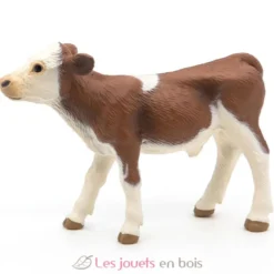Figurine veau Simmental marron et blanc - Papo