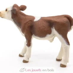 Figurine veau Simmental marron et blanc - Papo