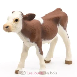 Figurine veau Simmental marron et blanc - Papo
