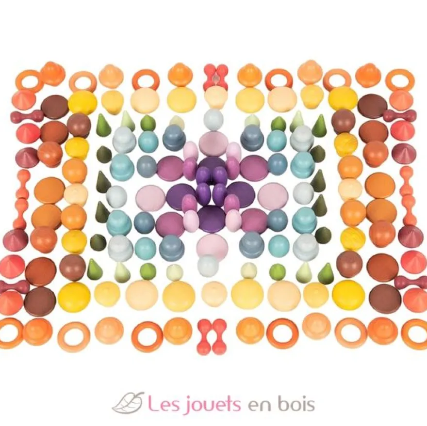 Formes en bois colorées 168 pcs - TickiT