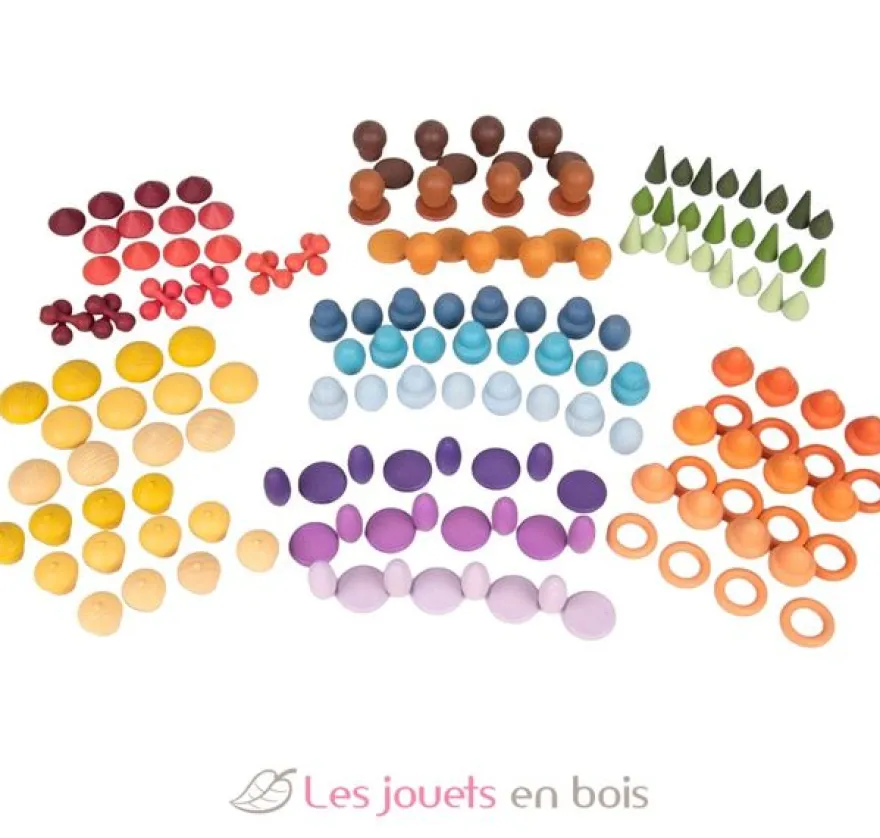 Formes en bois colorées 168 pcs - TickiT