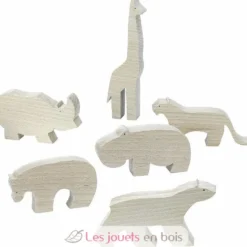 Girafe Pompon beige bois naturel Vilac
