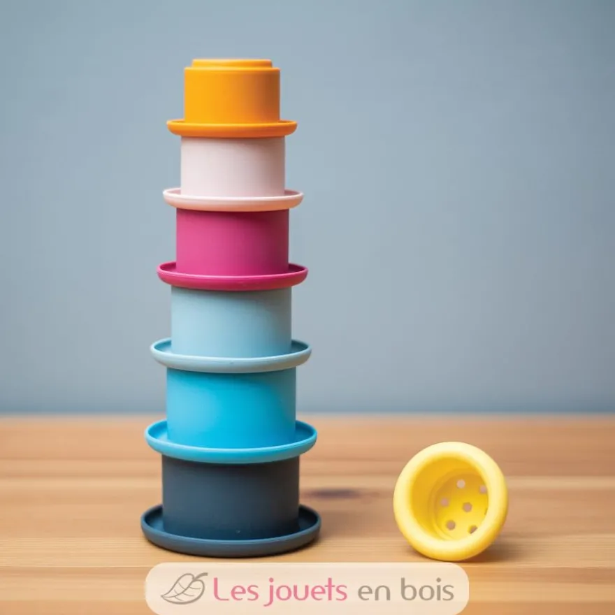 Gobelets de bain empilables en silicone 100% naturel - Bigjigs Toys