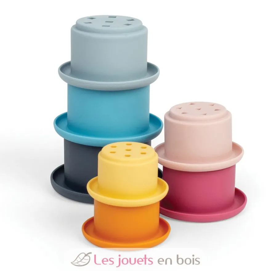 Gobelets de bain empilables en silicone 100% naturel - Bigjigs Toys