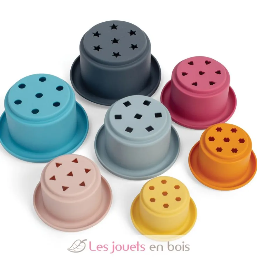 Gobelets de bain empilables en silicone 100% naturel - Bigjigs Toys