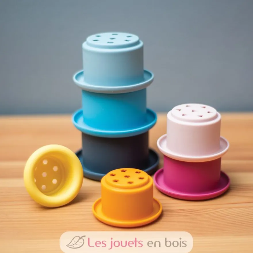 Gobelets de bain empilables en silicone 100% naturel - Bigjigs Toys