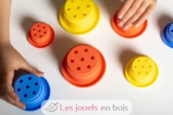 Gobelets gigognes en silicone rouge, bleu et jaune - Little L