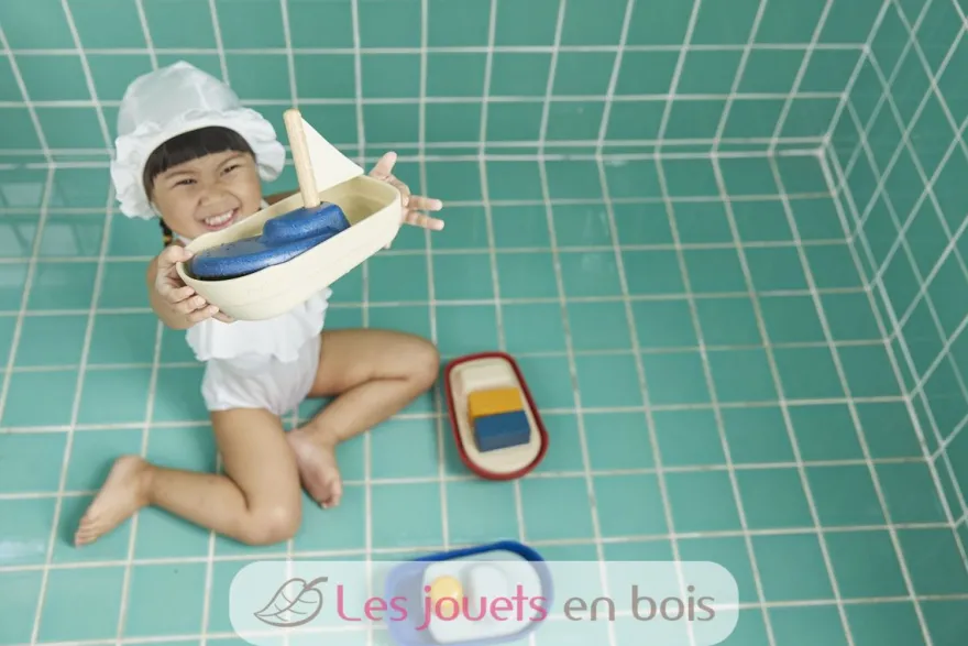 Grand bateau modulable bleu 21 cm - Plan Toys