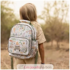 Grand sac à dos Safari Friends blanc à motifs - Little Dutch