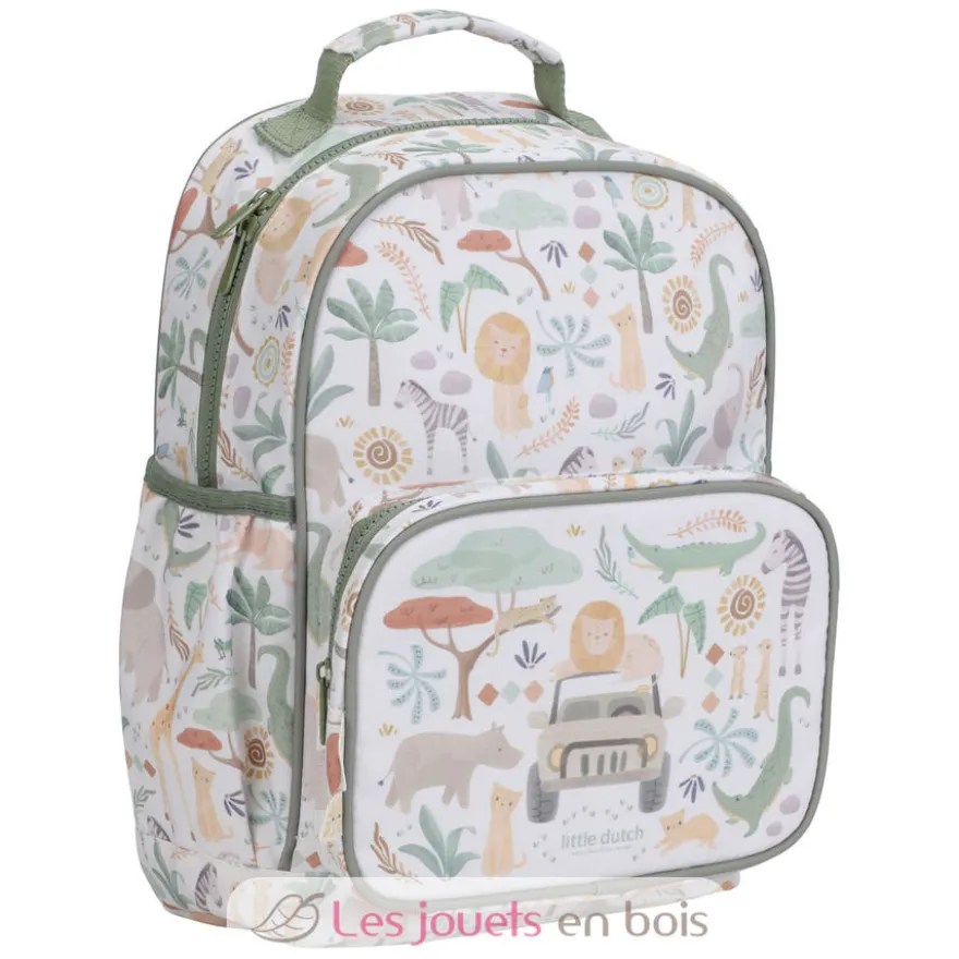 Grand sac à dos Safari Friends blanc à motifs - Little Dutch