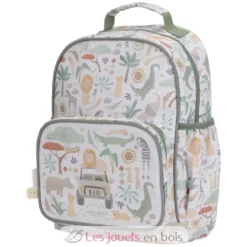 Grand sac à dos Safari Friends blanc à motifs - Little Dutch