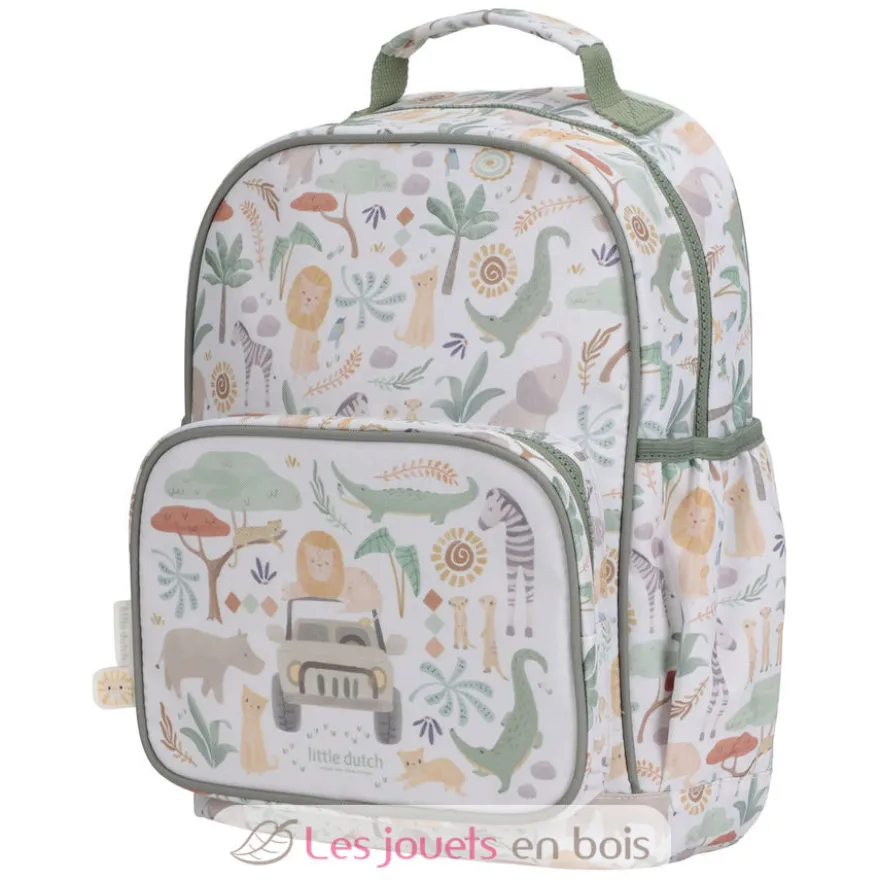 Grand sac à dos Safari Friends blanc à motifs - Little Dutch