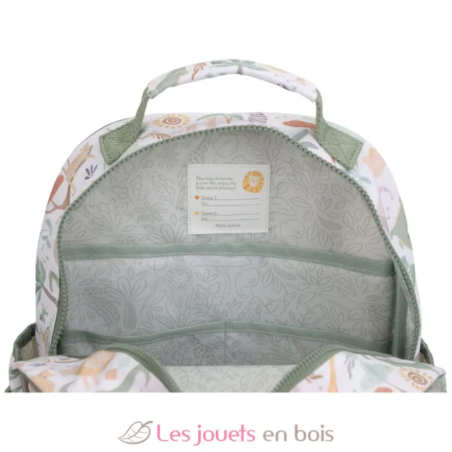Grand sac à dos Safari Friends blanc à motifs - Little Dutch
