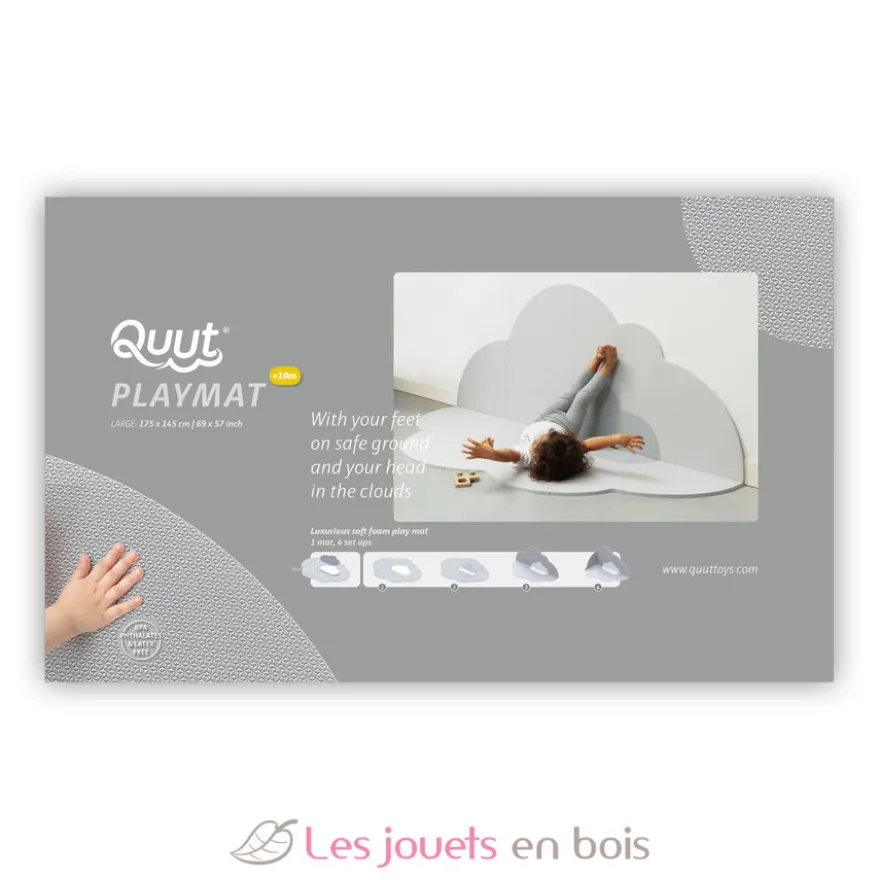 Grand tapis de jeu nuage gris perle - Quut