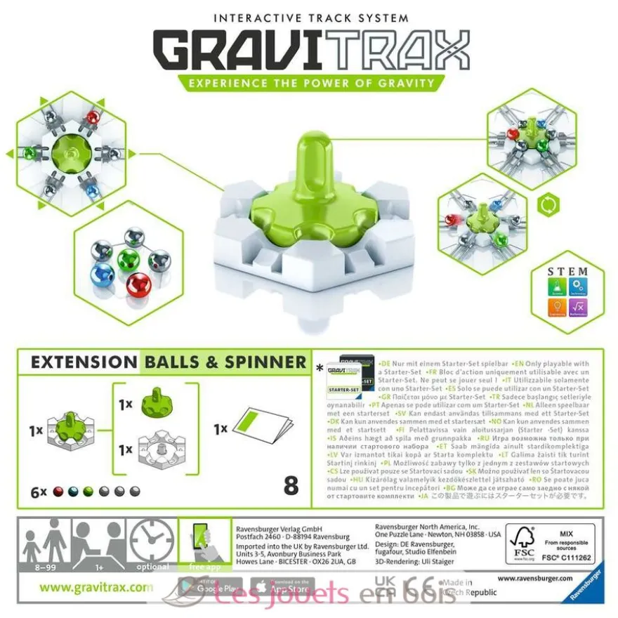 Gravitrax -Balls & Spinner blanc gris Ravensburger
