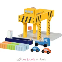 Grue portuaire en bois jaune - Goki