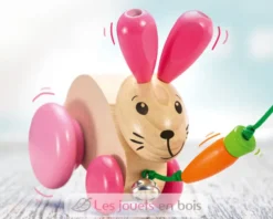 Hanna Hoppel lapin en bois massif à tirer - Selecta