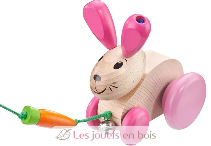 Hanna Hoppel lapin en bois massif à tirer - Selecta