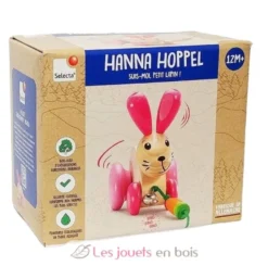 Hanna Hoppel lapin en bois massif à tirer - Selecta