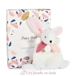 Happy Boho Mini Doudou Lapin rose 17 cm - Doudou et Compagnie