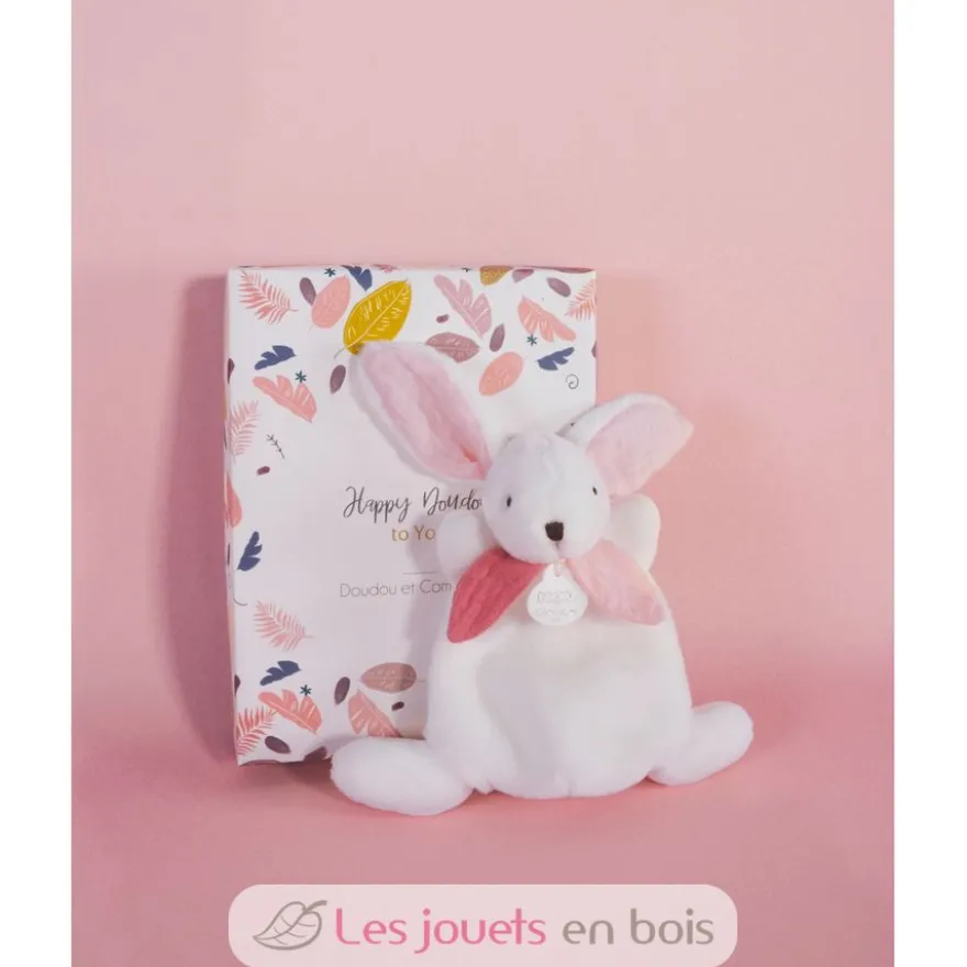 Happy Boho Mini Doudou Lapin rose 17 cm - Doudou et Compagnie