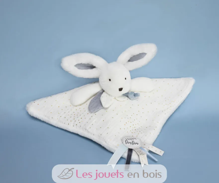 Happy Glossy Doudou Pompon Blanc - Doudou et Compagnie